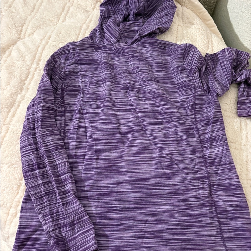 Danskin Now Purple and Gray Striped Top